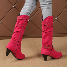 Load image into Gallery viewer, Peyton L High Heel  With Cross-strap Rivet Design  Boots
