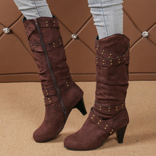 Load image into Gallery viewer, Peyton L High Heel  With Cross-strap Rivet Design  Boots
