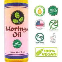 Load image into Gallery viewer, Moringa Oil 6.67 oz – Natural Face, Hair &amp; Body Oil, 100% Pure, Cold-Pressed
