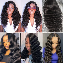 Load image into Gallery viewer, Loose Deep Wave Lace Front Wigs Human Hair Wear And Go Glueless Wigs Human Hair Pre Plucked Pre Cut 4x4 Lace Front Closure Wigs Human Hair Hd Lace Black Wig Bleached Knots 22 Inch
