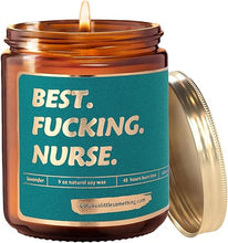 Load image into Gallery viewer, Best F*cking Nurse Lavender Vanilla Soy Candle for Nurses -
