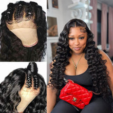 Load image into Gallery viewer, Loose Deep Wave Lace Front Wigs Human Hair Wear And Go Glueless Wigs Human Hair Pre Plucked Pre Cut 4x4 Lace Front Closure Wigs Human Hair Hd Lace Black Wig Bleached Knots 22 Inch
