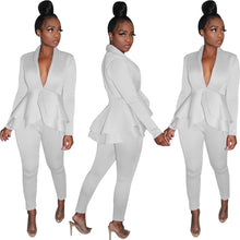 Load image into Gallery viewer, Women&#39;s  Solid Color And V-Neck Two-Piece Suit
