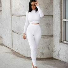 Load image into Gallery viewer, Long Sleeve Crop Top + Leggings Bodycon Tracksuit
