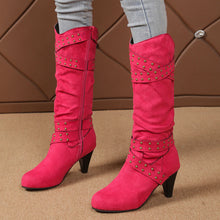 Load image into Gallery viewer, Peyton L High Heel  With Cross-strap Rivet Design  Boots
