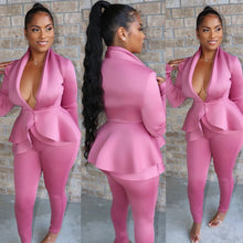 Load image into Gallery viewer, Women&#39;s  Solid Color And V-Neck Two-Piece Suit
