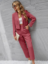 Load image into Gallery viewer, Solid Color Lapel Long Sleeve Dungarees Fashion Two-piece Suit
