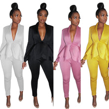 Load image into Gallery viewer, Women&#39;s  Solid Color And V-Neck Two-Piece Suit
